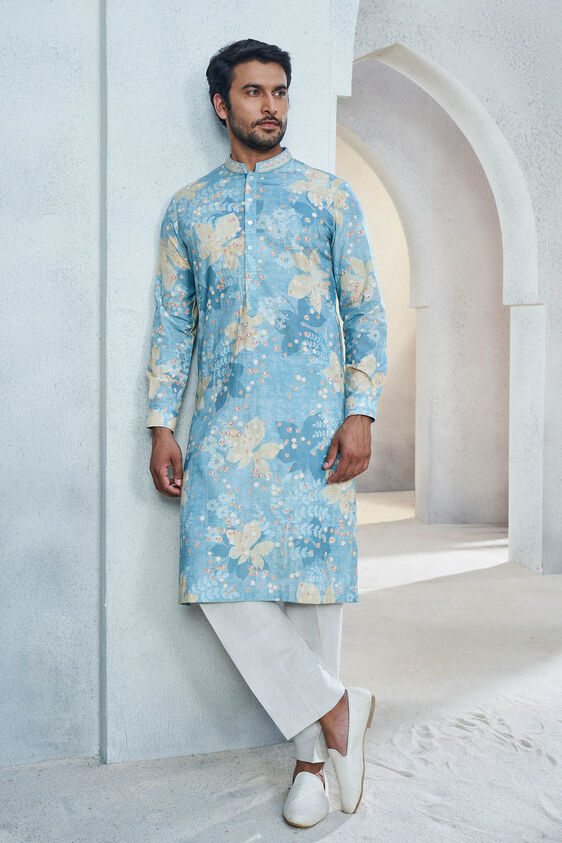 Revaan Kurta - Powder Blue, Powder Blue, image 1